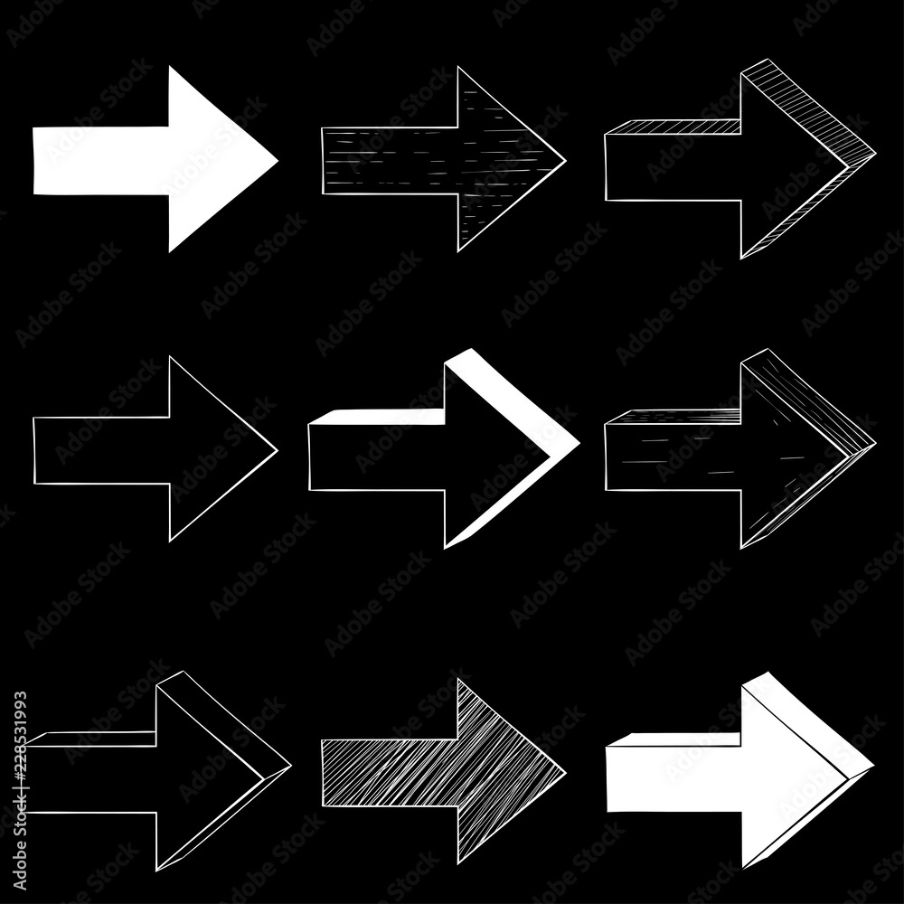 Next arrows set. Simple signs black background Next arrows set. Simple signs black background