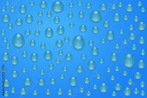 Water background with drops. Bright blue design