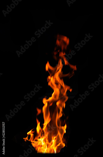 red and orange burning fire flames on black background. © iHaMoo