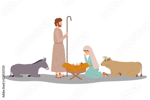 holy family and animals manger characters