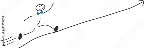 Strichmännchen läuft auf einer Linie