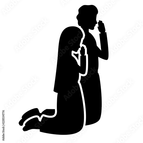 virgin mary and saint joseph praying silhouettes