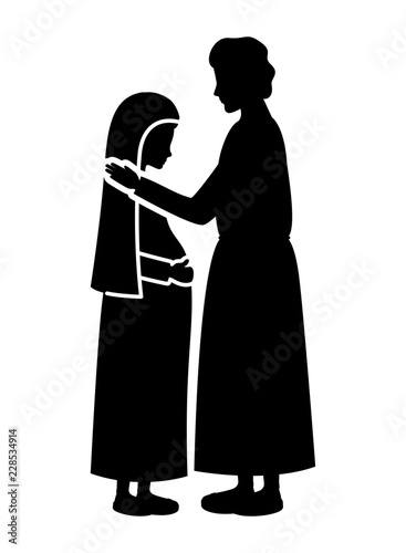 virgin mary pregnancy and saint joseph silhouettes