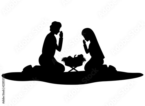holy family silhouettes manger characters