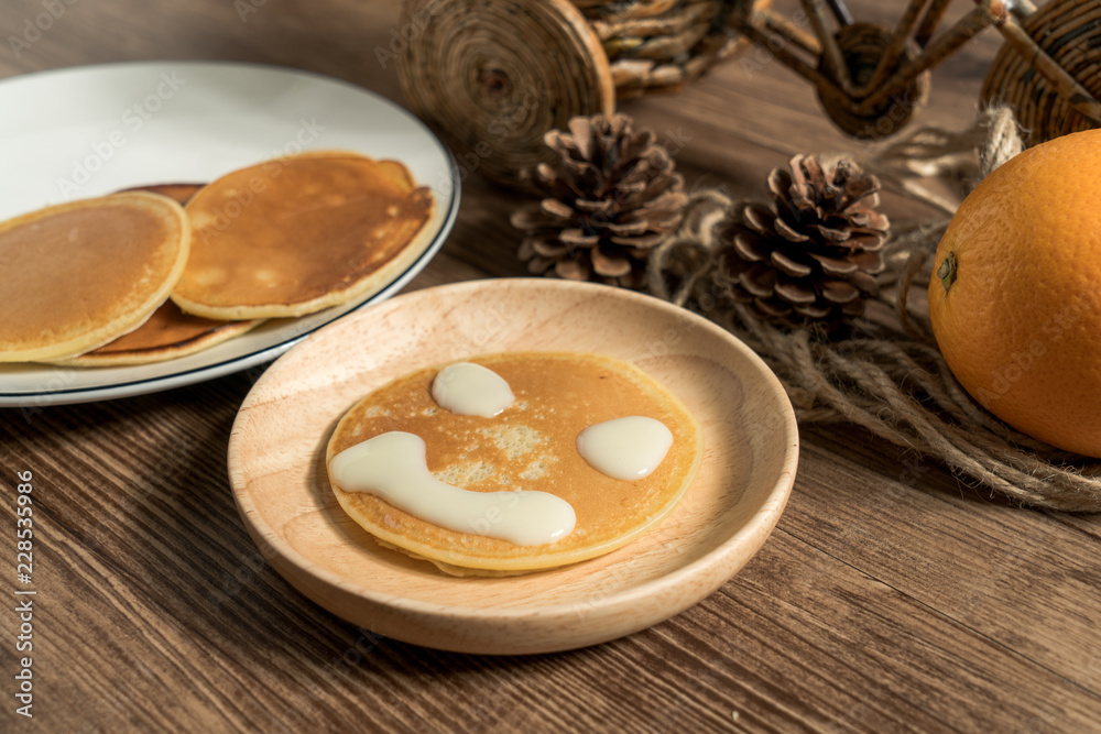 dorayaki with wood grain background dorayaki with wood grain background