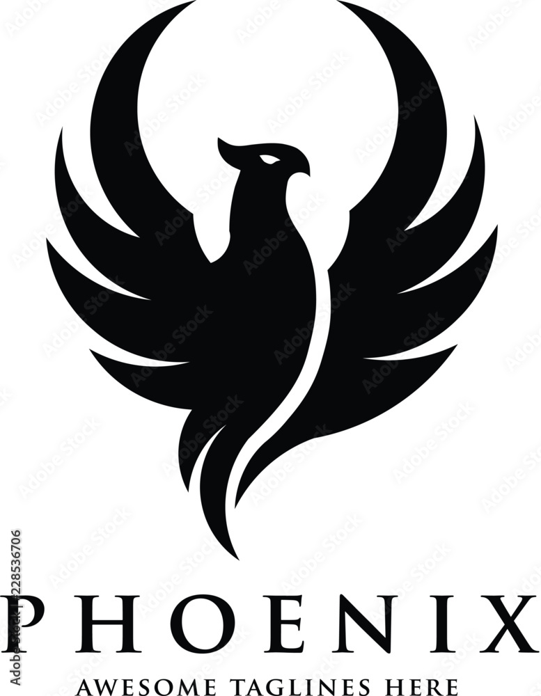 Obraz premium koncepcja logo luksusowego feniksa, najlepszy projekt logo ptaka feniksa