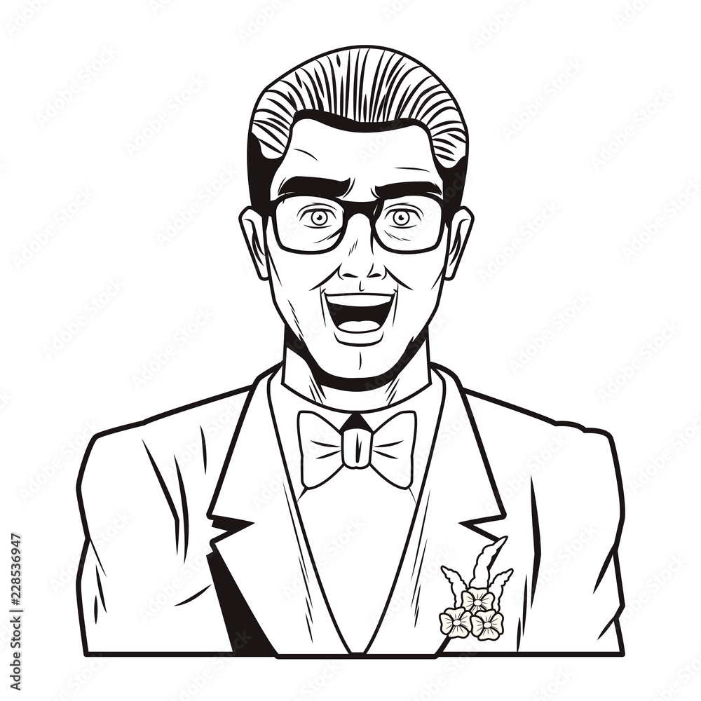 Pop art groom cartoon