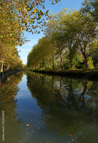 Canal of the Loing river in Loiret region