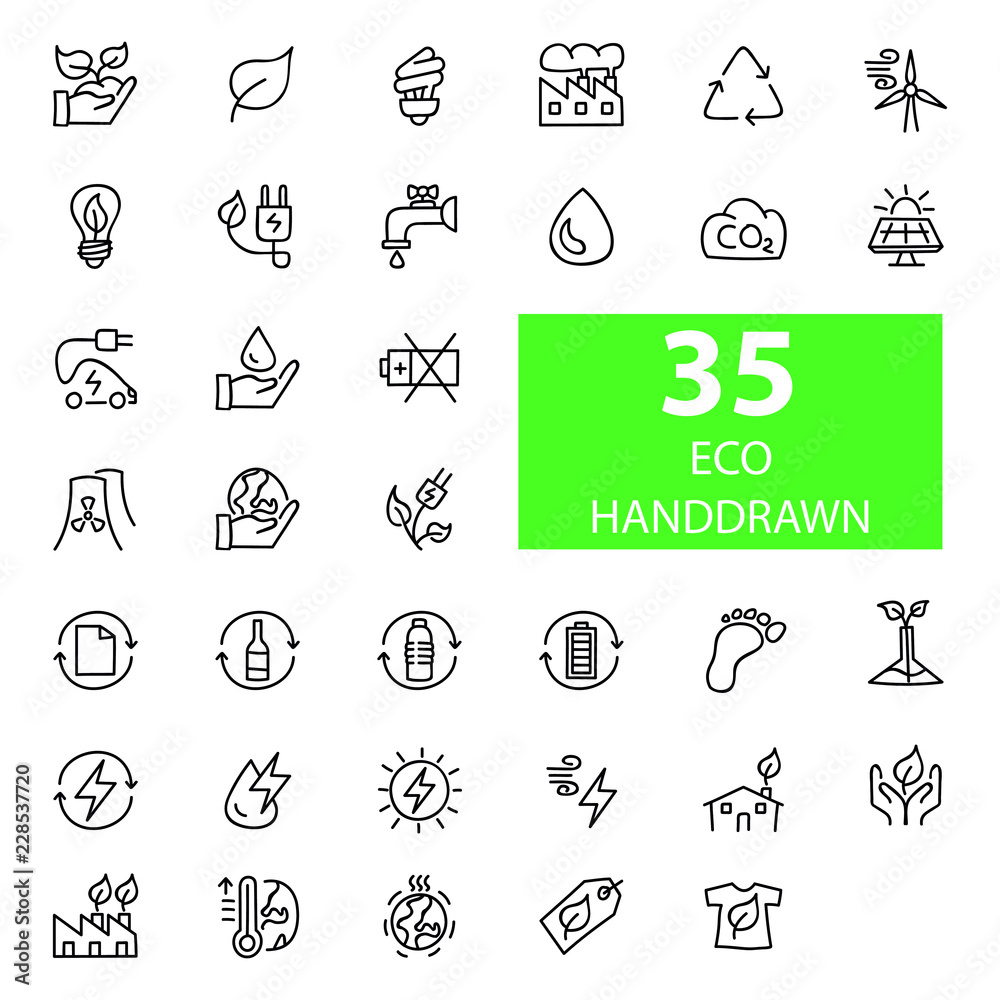 ecology icons set -doodle ecology icons set -doodle