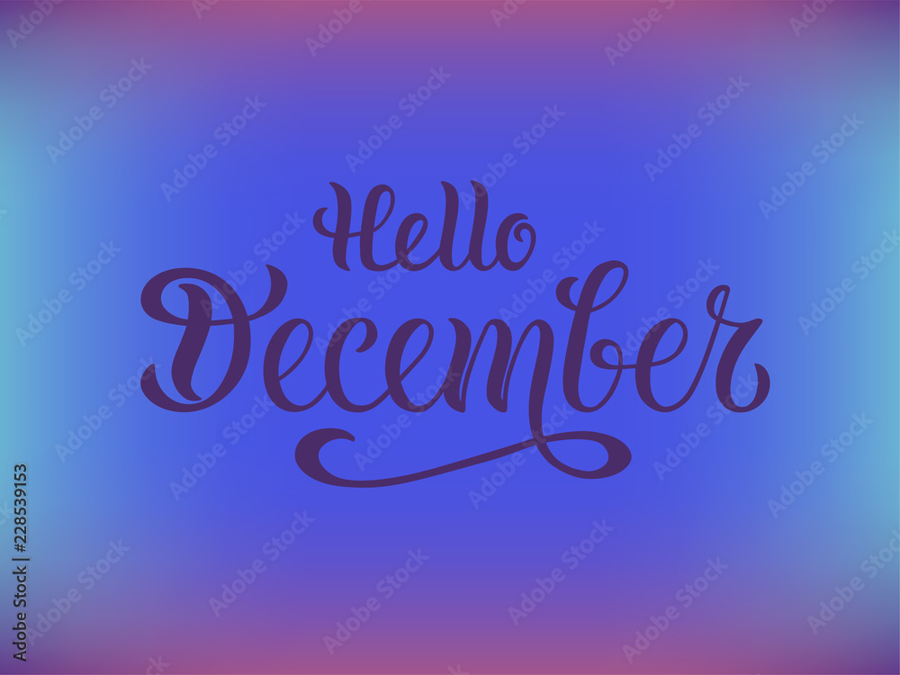 Vector illustration of hello december for typography poster, logotype, flyer, banner, greeting card or postcard.