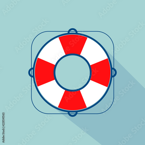 Lifebuoy icon with long shadow.Vector Illustration