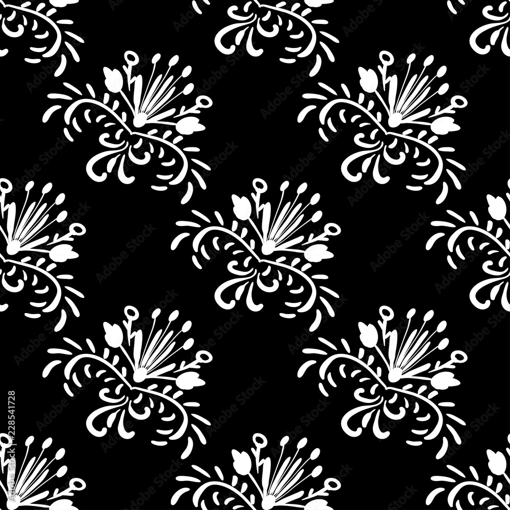 Obraz premium Floral ornament in black and white colors