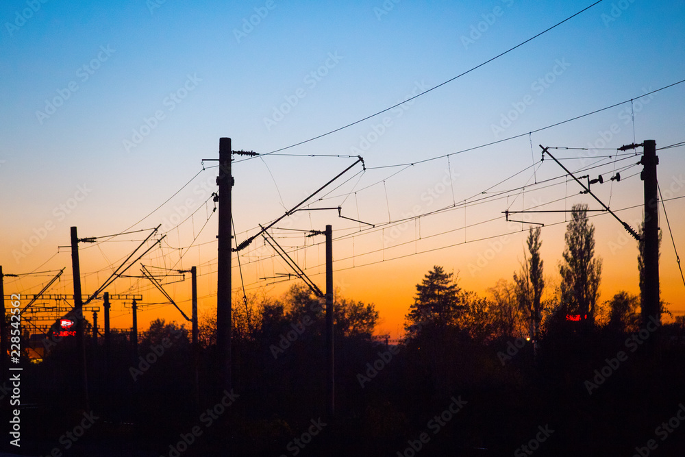 Railway sunset background
