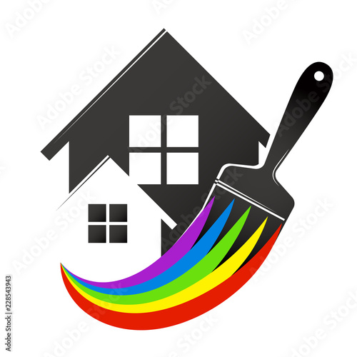Home and brush for painting symbol