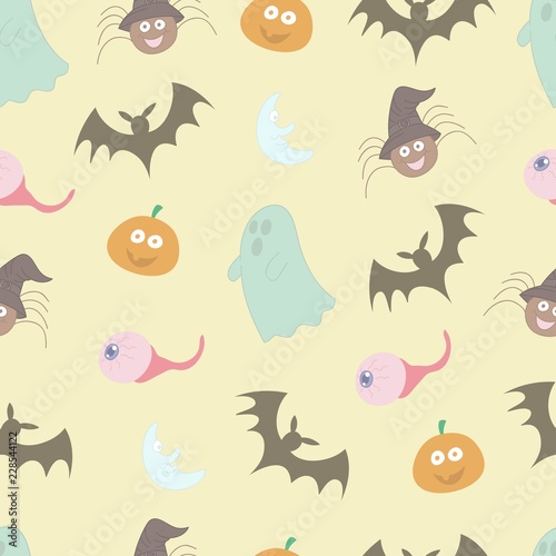Halloween doodle seamless pattern