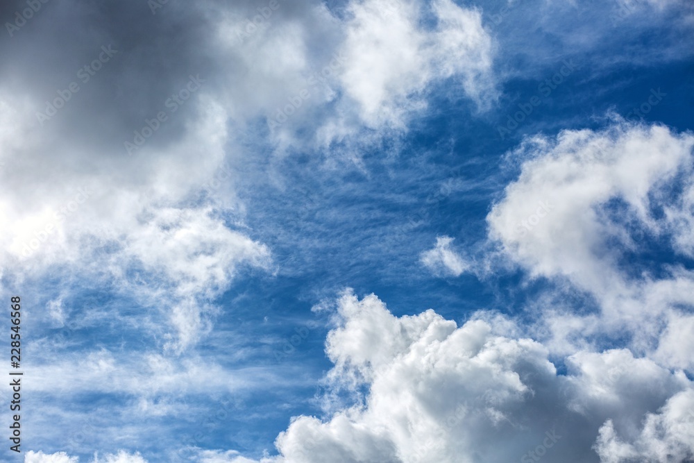 Obraz premium Blue sky from above heave clouds background.