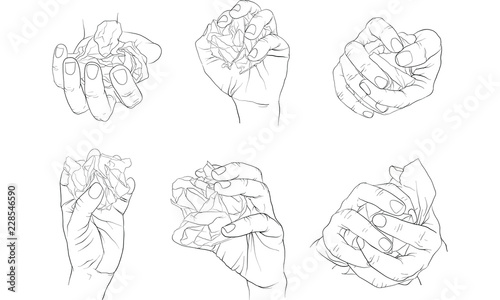 hand tearing and crooking paper, vector