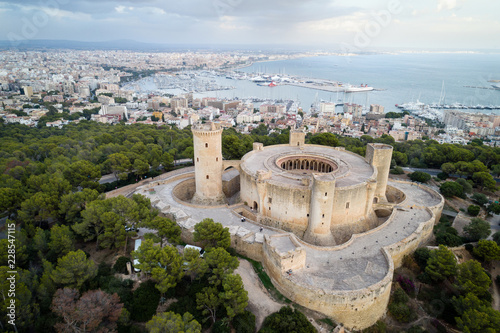 Quadro em tela Aerial view of Bellver castle - medieval fortress in Palma de Mallorca, Balearic