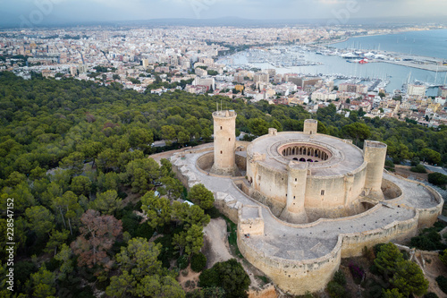 Aerial view of Bellver castle - medieval fortress in Palma de Mallorca, Balearic Islands, Spain photo