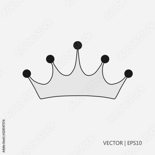 Vector illustration. Crow. White crown for the queen. Sketch. Drawing for children. Flat icon