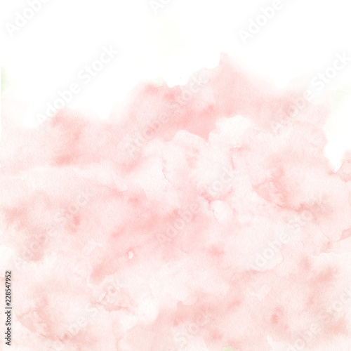 Fototapeta Naklejka Na Ścianę i Meble -  Watercolor pink border texture background. Hand painted wedding invitation backdrop in pastel color.