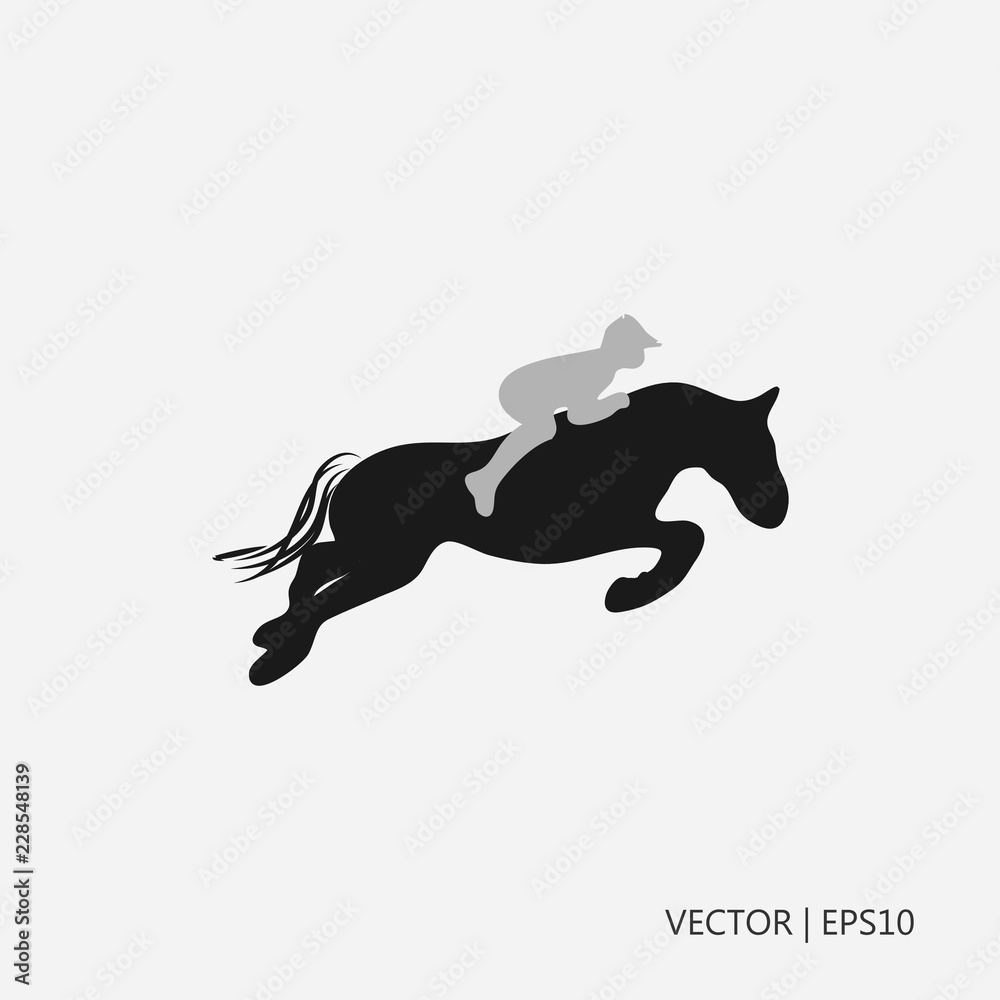 Rider on a horse. Jockey: vector illustration