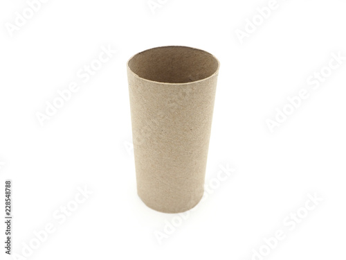 Tissue paper roll core. Empty roll on toilet paper isolated on a white background.