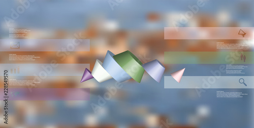 3D illustration infographic template with two spiked cone divided to six parts askew arranged