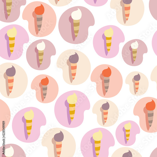 Lovely ice - cream cones seamless background pattern. Vector illustration