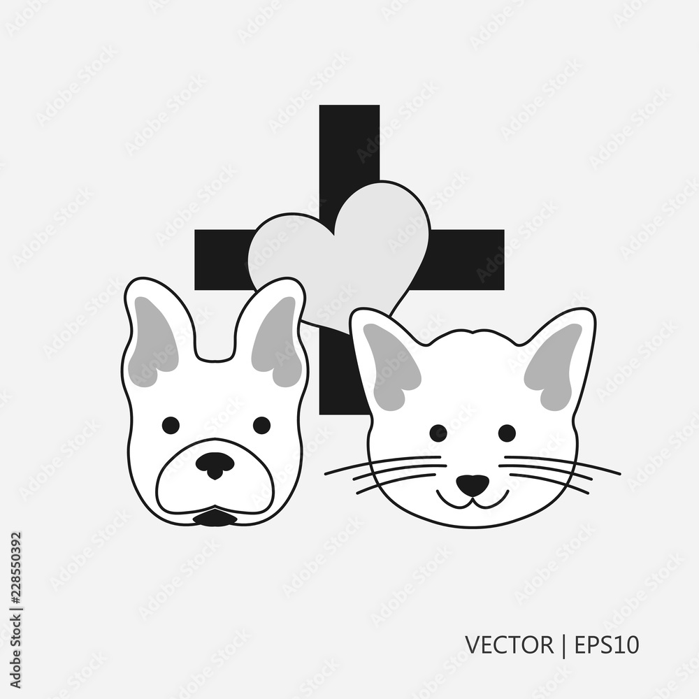 Vector illustration. Dog and cat: flat design. Best friends. Vet logo: cross with heart. Health and welfare of domestic animals. Sketch. Drawing for children. Flat icon Stock Vector | Adobe Stock Vector illustration. Dog and cat: flat design. Best friends. Vet logo: cross with heart. Health and welfare of domestic animals. Sketch. Drawing for children. Flat icon Stock Vector | Adobe Stock