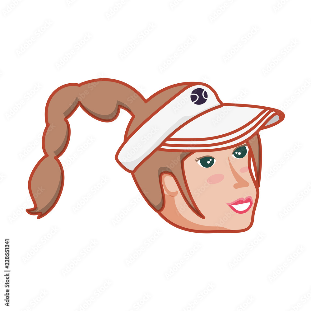 Obraz premium head woman with sport cap