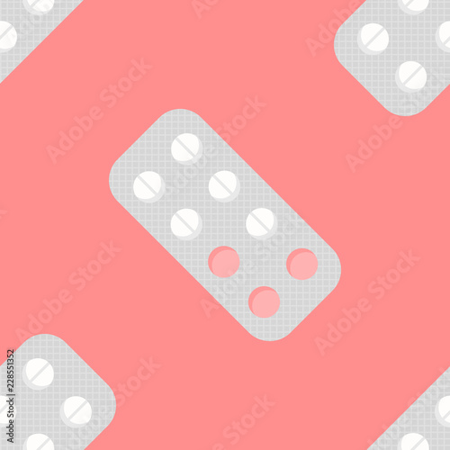 Seamless pills blister vector pattern.