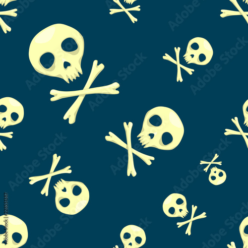 Seamless pattern with skulls and bones.