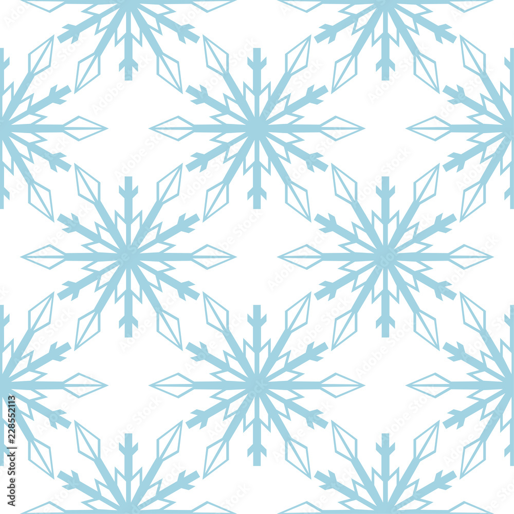 Snowflakes. Seamless pattern. Blue and white winter ornament