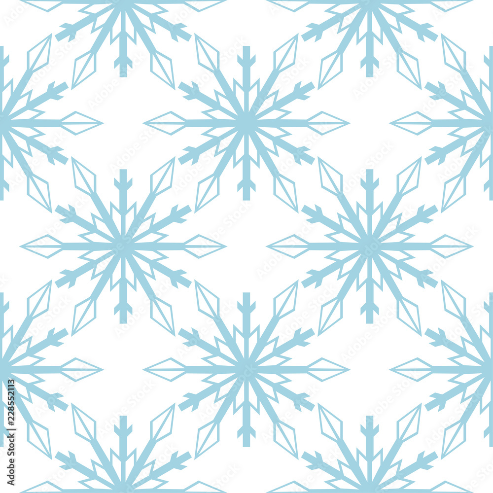 Snowflakes. Seamless pattern. Blue and white winter ornament Snowflakes. Seamless pattern. Blue and white winter ornament