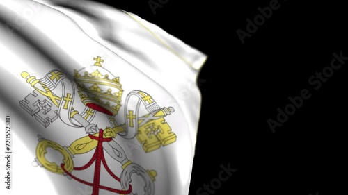 Flag of Holy See/Vatican City. Animated Slow pan to the right over black background. Transition element
