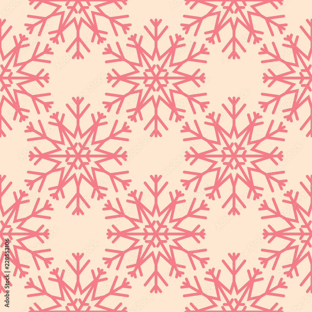 Snowflakes. Seamless pattern. Red winter ornament