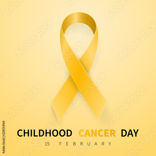 Childhood cancer day symbol, 15 february. Yellow Ribbon symbol. Medical Design. Vector illustration