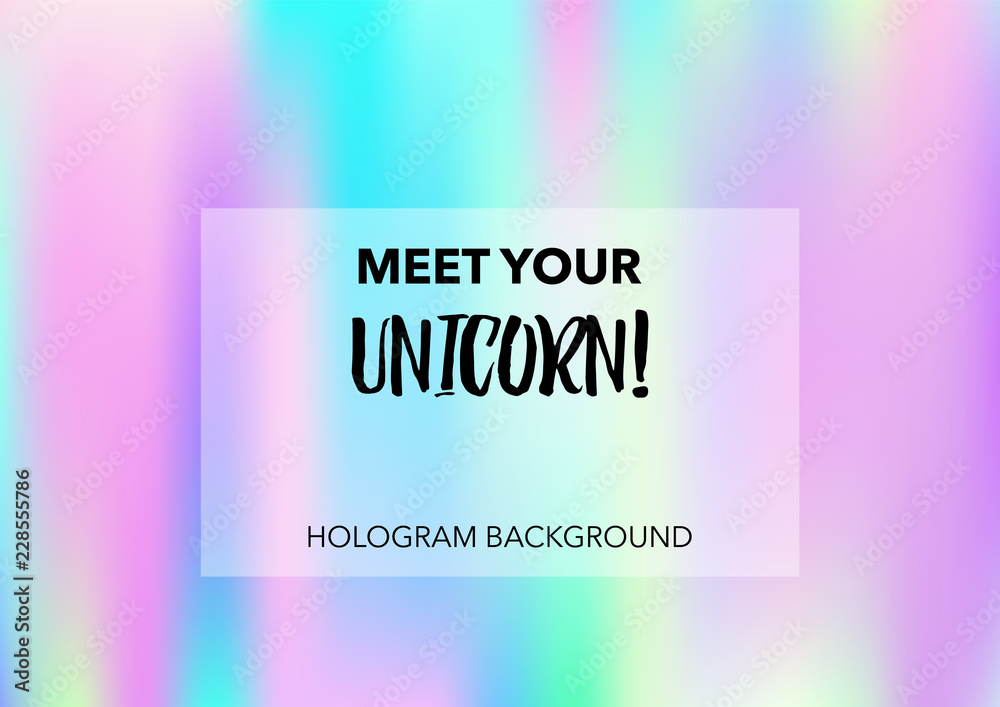 Magic Hologram Lights Vector Background. Soft Trendy Tender Pearlescent Rainbow Overlay. Rainbow Holographic Princess, Fairytale, Cute Girlie Paper. Unicorn Fairy Tale Rainbow Glitch Hologram Gradient
