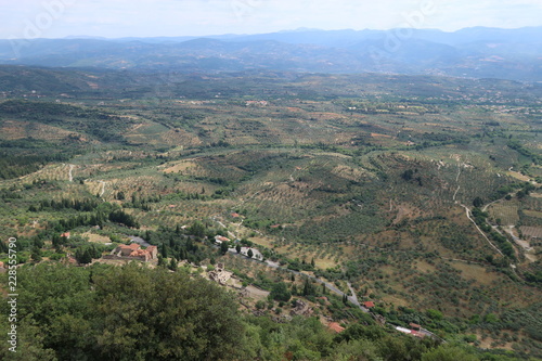 Archaeological Site of Mystras, abandoned ancient town and surrounding landscape, Peloponnese, Greece
