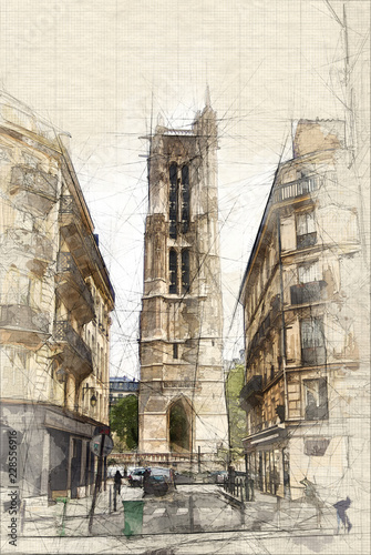 Sketch Tour Saint Jacques i...