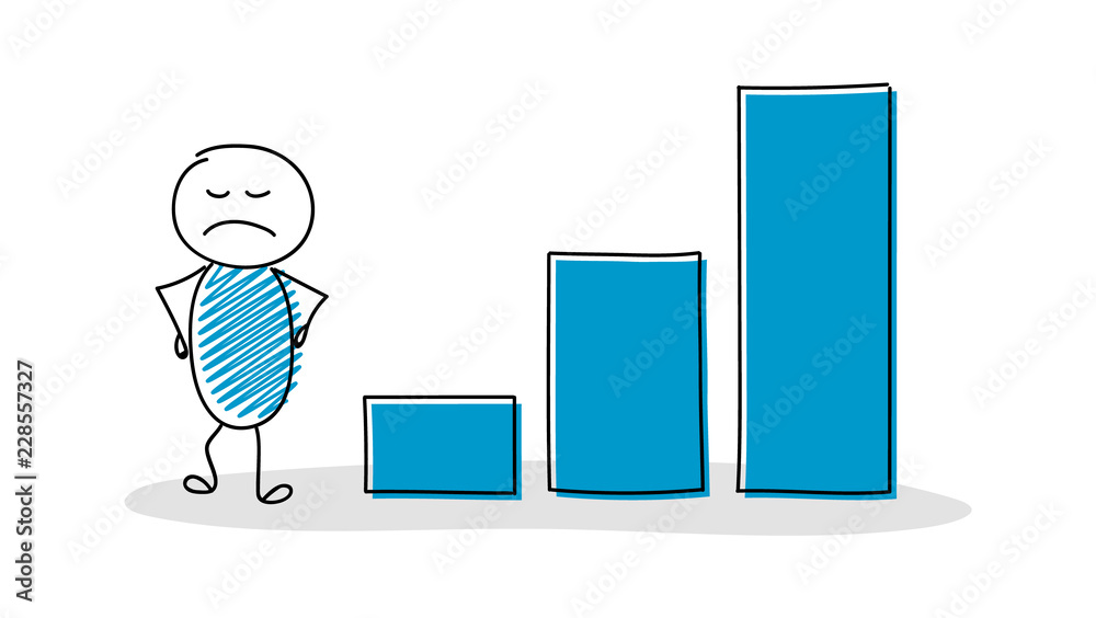 Happy stickman showing business graph. Vector. Happy stickman showing business graph. Vector.