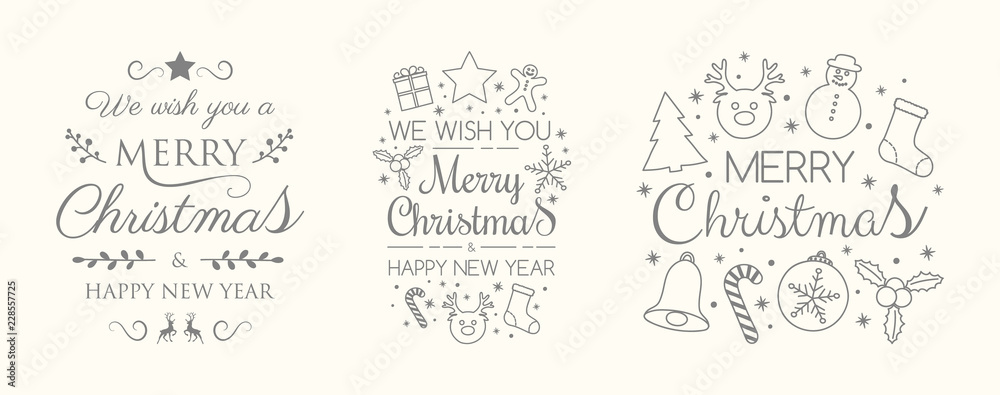 Christmas collection of decorative elements and wishes. Vector. Christmas collection of decorative elements and wishes. Vector.