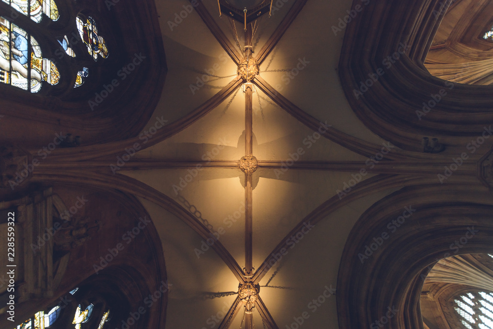 Interiors of Lichfield Cathedral - Ceiling in Aisle