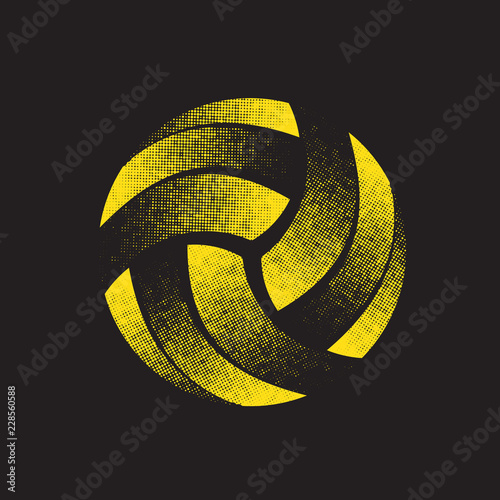 Volleyball halftone yellow background