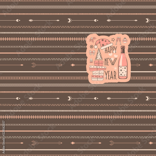 minimalistic pattern of arrows and elements for the new year. Christmas decorations. 