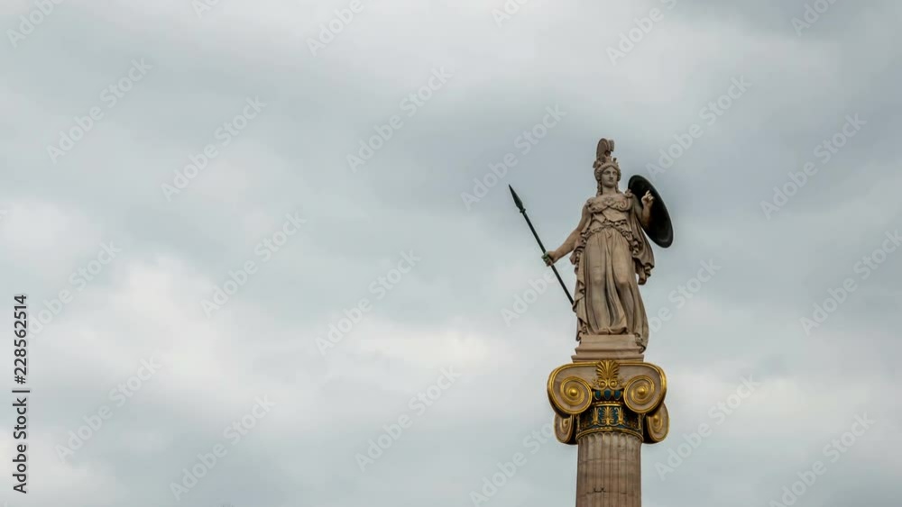 Statue of Greek goddess Athena in athens, Greece. Cloudy sky, time lapse video. Statue of Greek goddess Athena in athens, Greece. Cloudy sky, time lapse video.