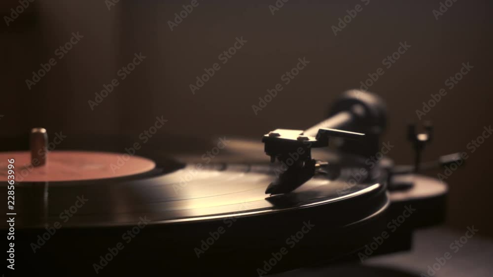 vintage vinyl record player. launch