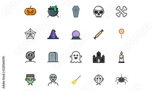 Halloween Icon Set (Filled Line). Editable Stroke. 64x64 Pixel Perfect. photo