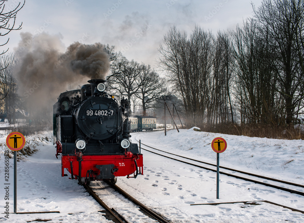 Fototapeta premium lokomotywa parowa w spoczynku